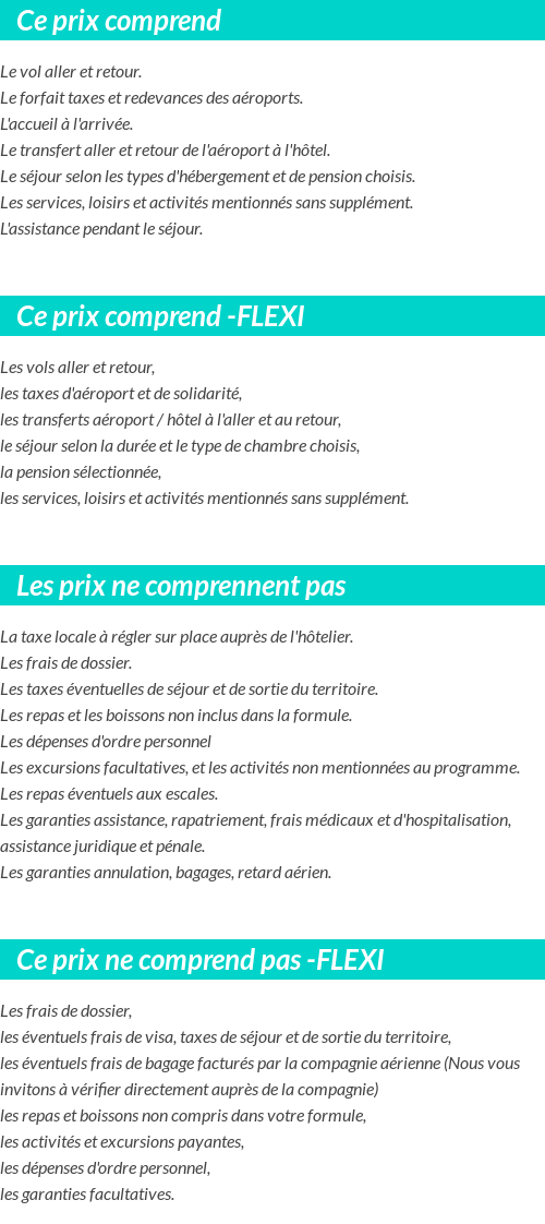 Conditions tarifaires