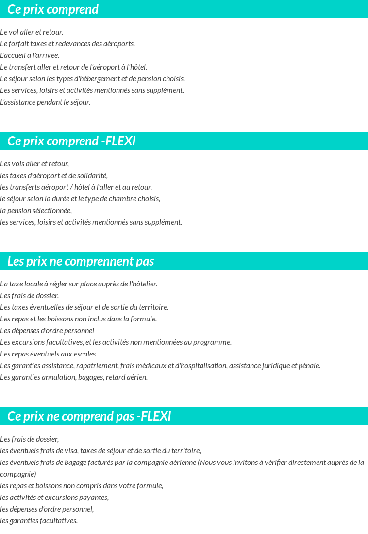 Conditions tarifaires