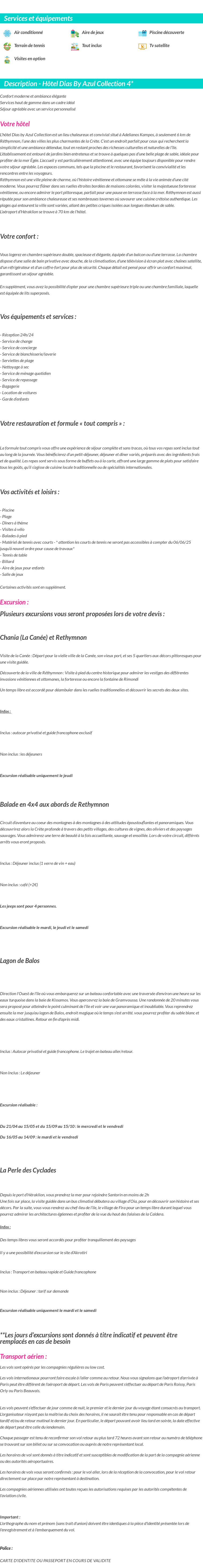 Détails du séjour