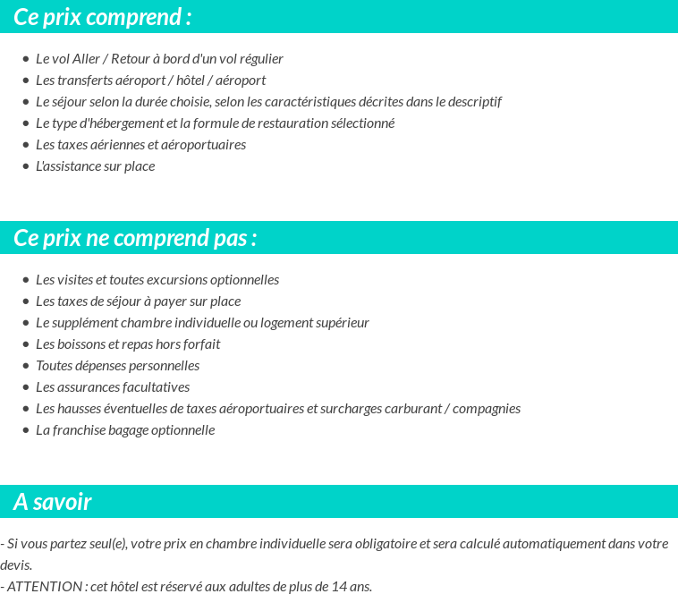 Conditions tarifaires