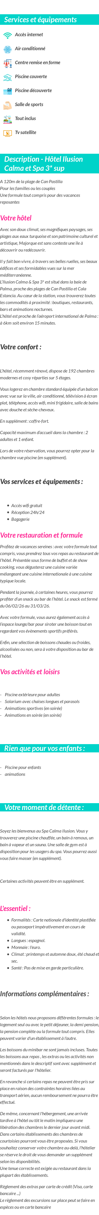 Détails du séjour