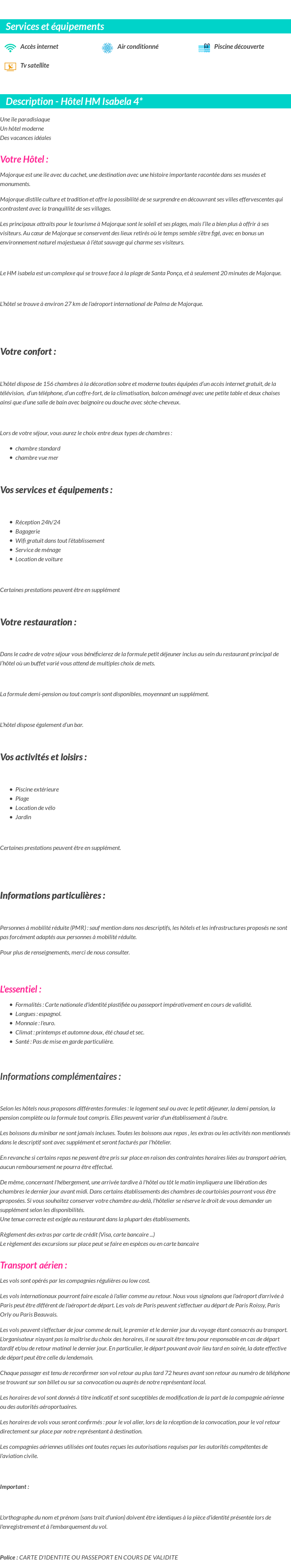 Détails du séjour