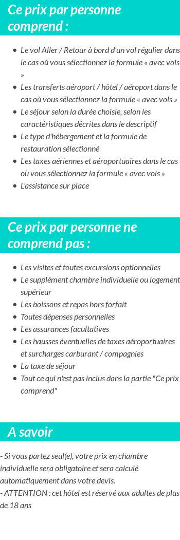 Conditions tarifaires