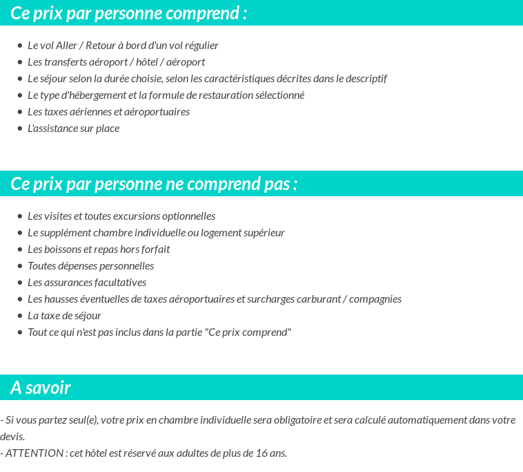 Conditions tarifaires