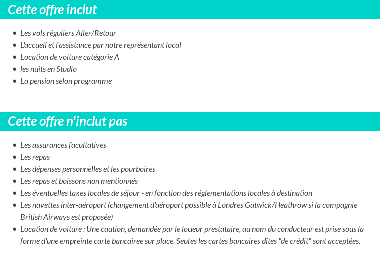 Conditions tarifaires