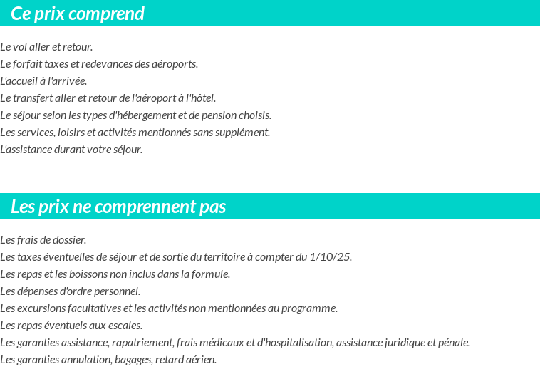 Conditions tarifaires