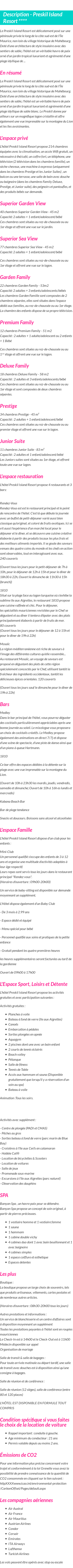 Détails du séjour