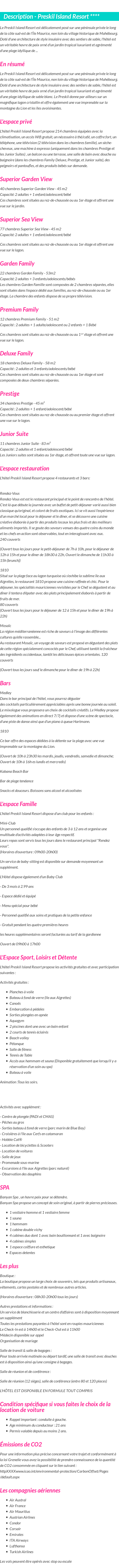 Détails du séjour