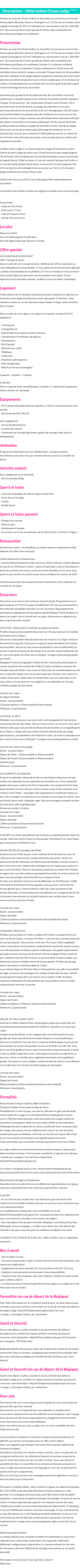 Détails du séjour