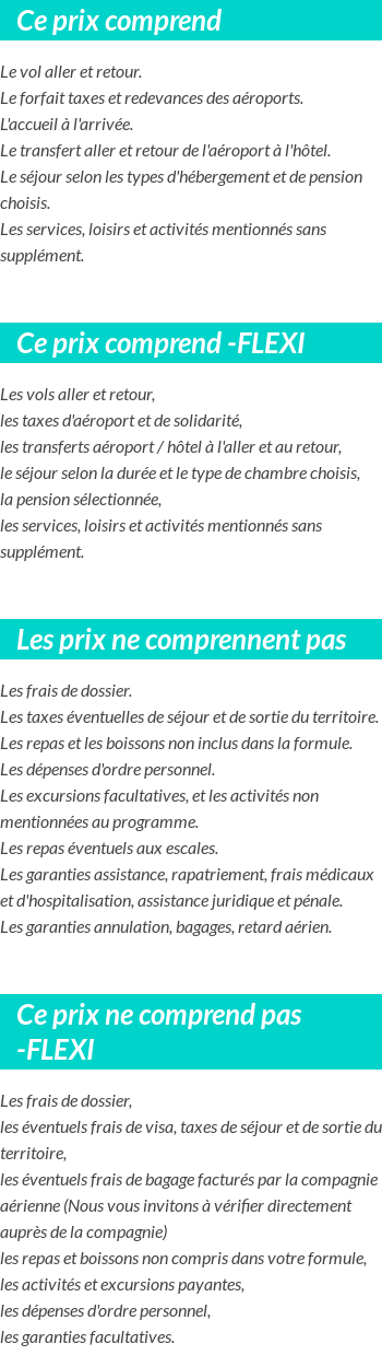 Conditions tarifaires