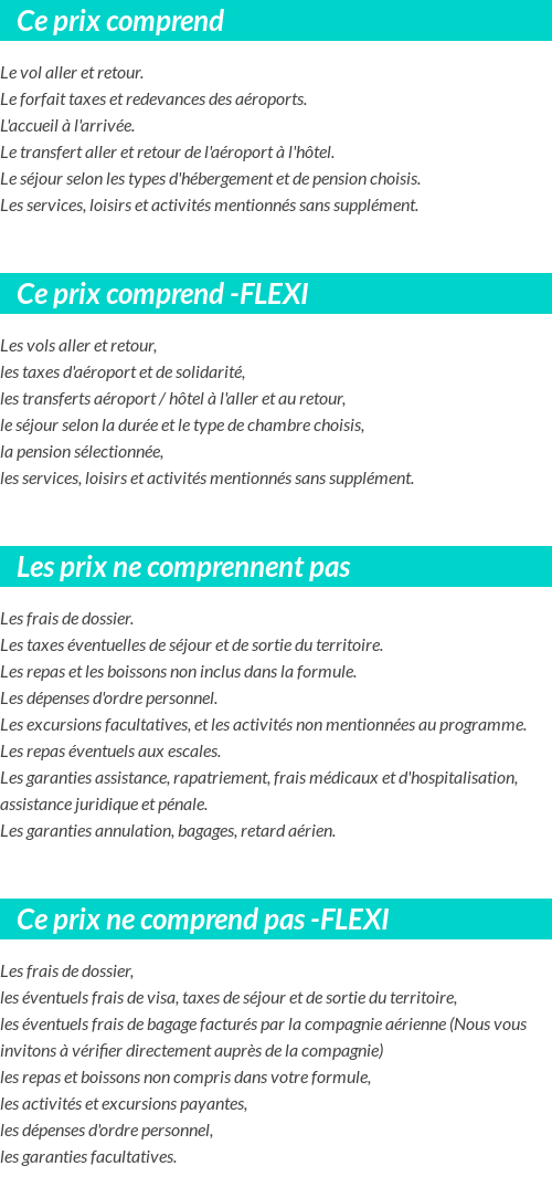 Conditions tarifaires