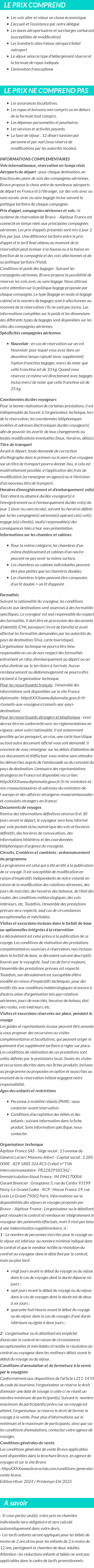 Conditions tarifaires