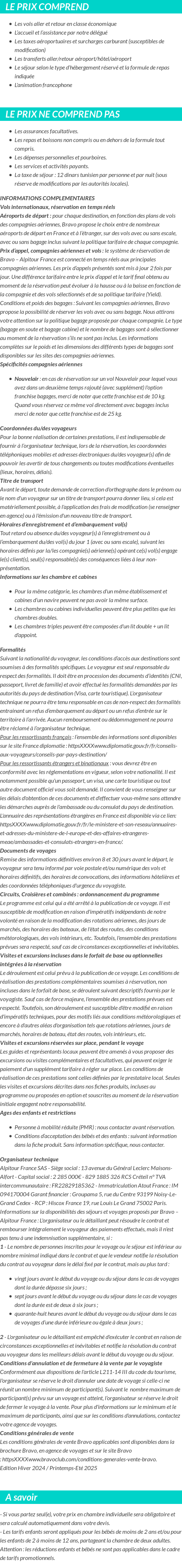 Conditions tarifaires