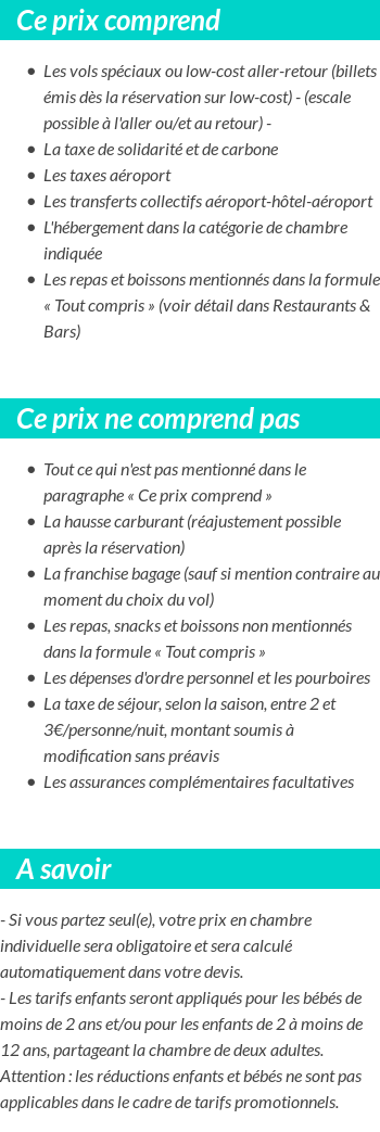 Conditions tarifaires