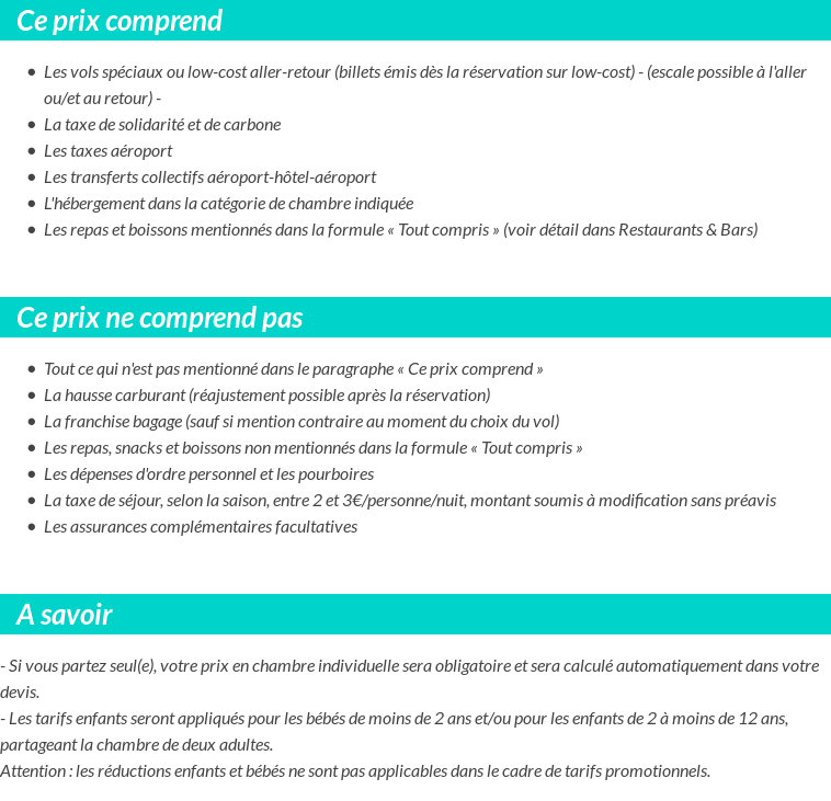 Conditions tarifaires