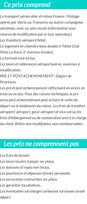 Conditions tarifaires