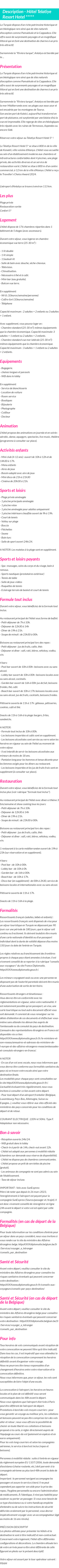 Détails du séjour