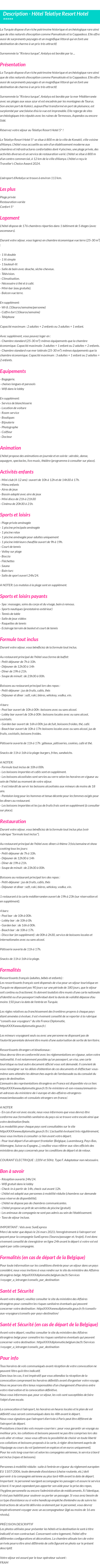 Détails du séjour