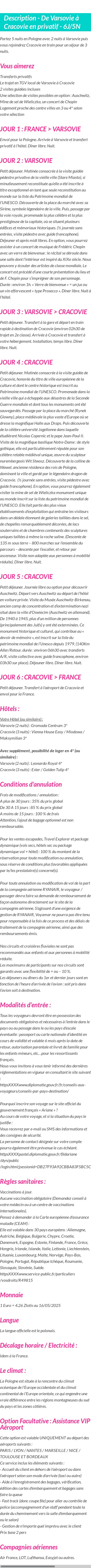 Détails du séjour