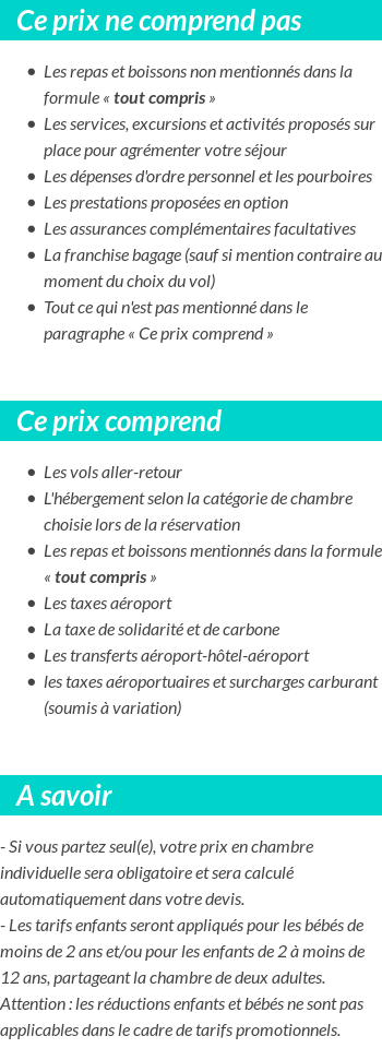 Conditions tarifaires