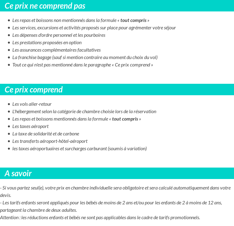 Conditions tarifaires