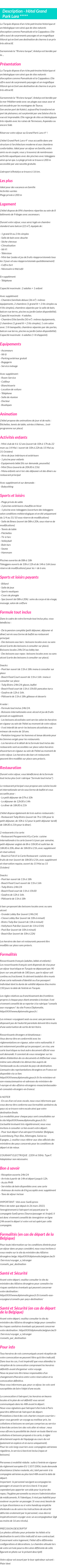 Détails du séjour