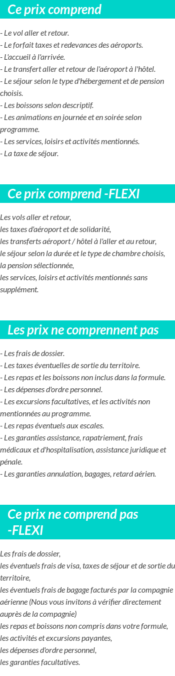 Conditions tarifaires