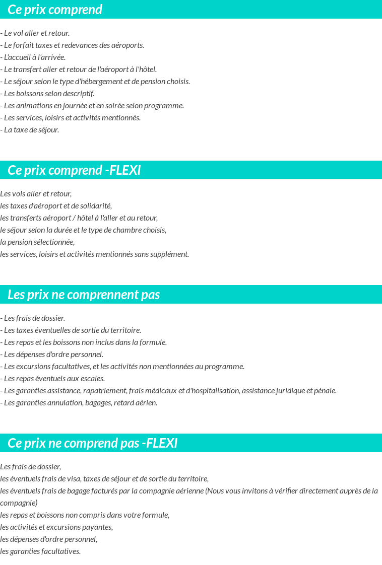 Conditions tarifaires