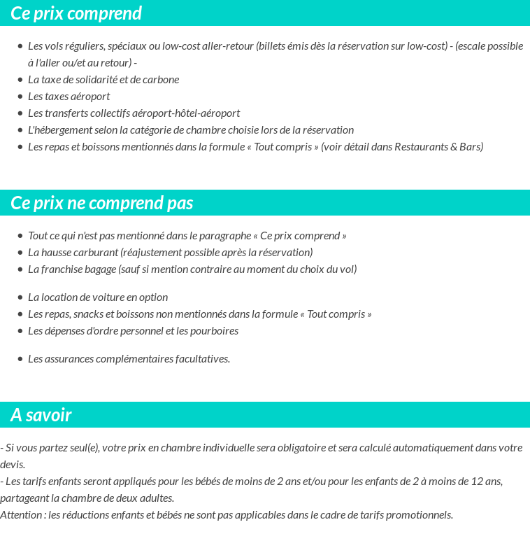 Conditions tarifaires