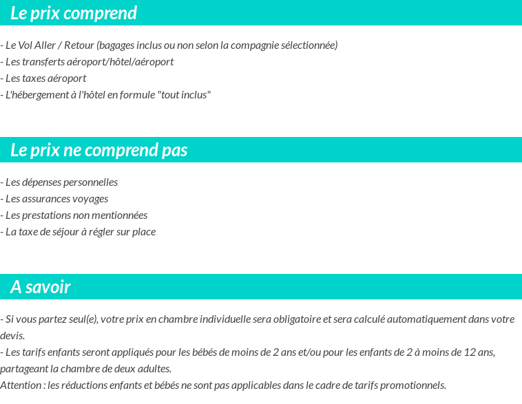 Conditions tarifaires