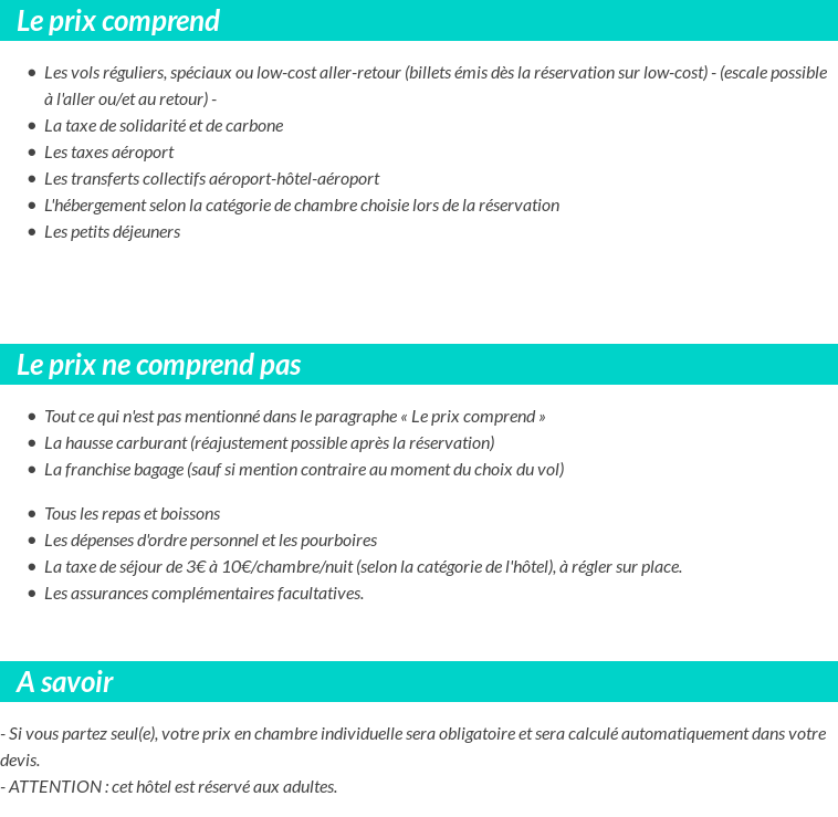 Conditions tarifaires