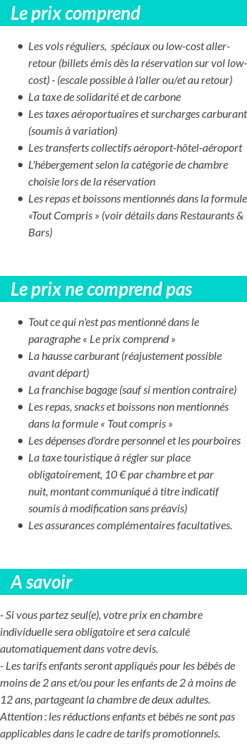 Conditions tarifaires