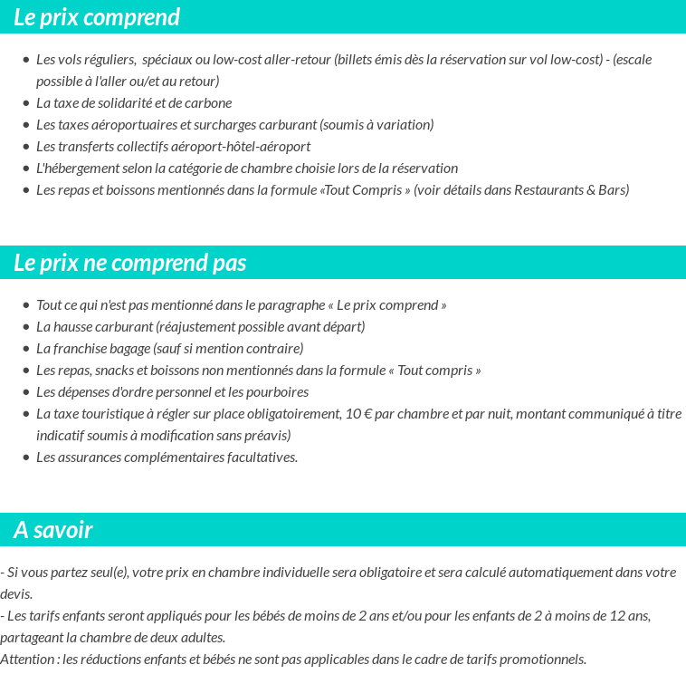 Conditions tarifaires