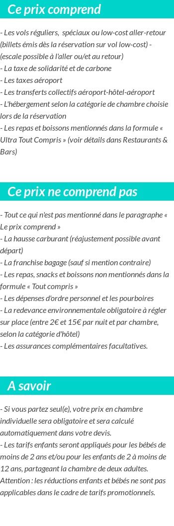 Conditions tarifaires
