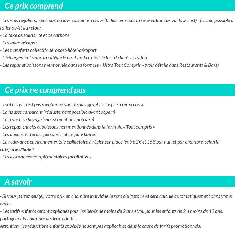 Conditions tarifaires