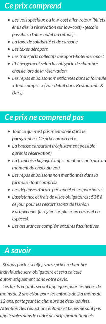 Conditions tarifaires