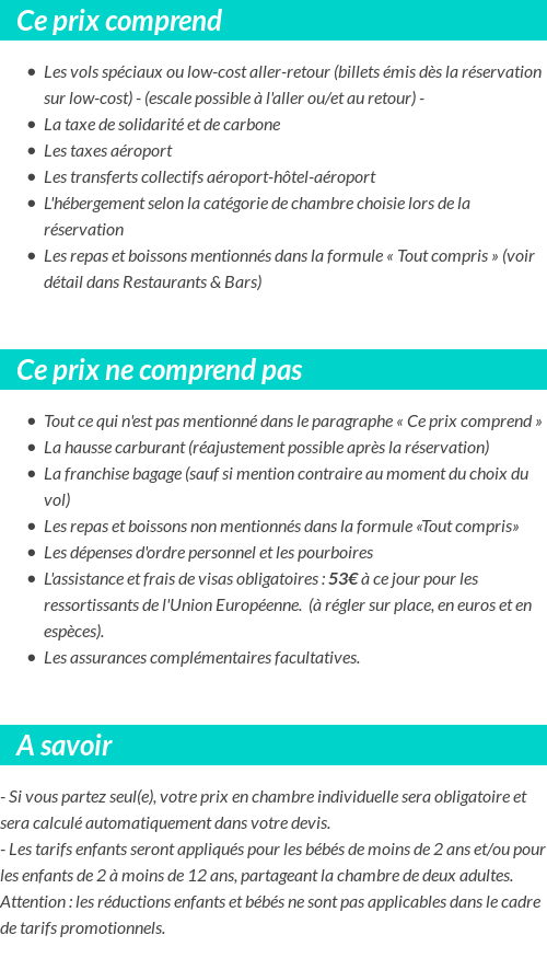 Conditions tarifaires