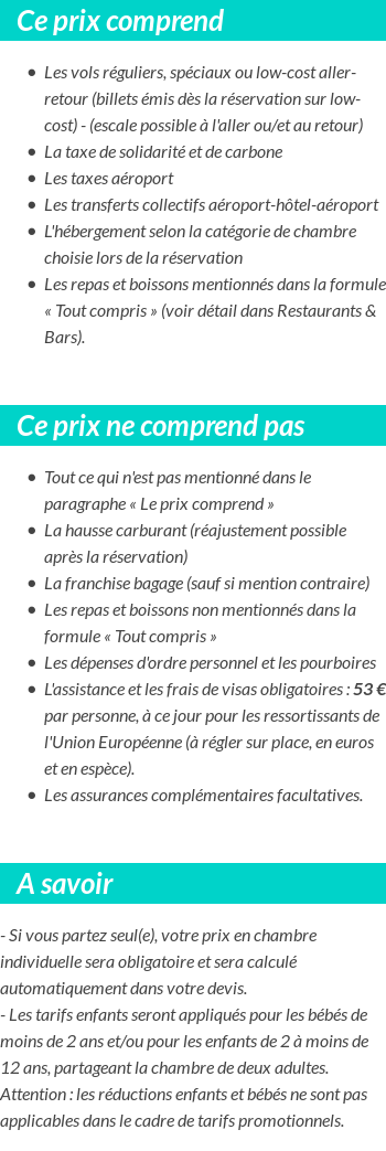 Conditions tarifaires