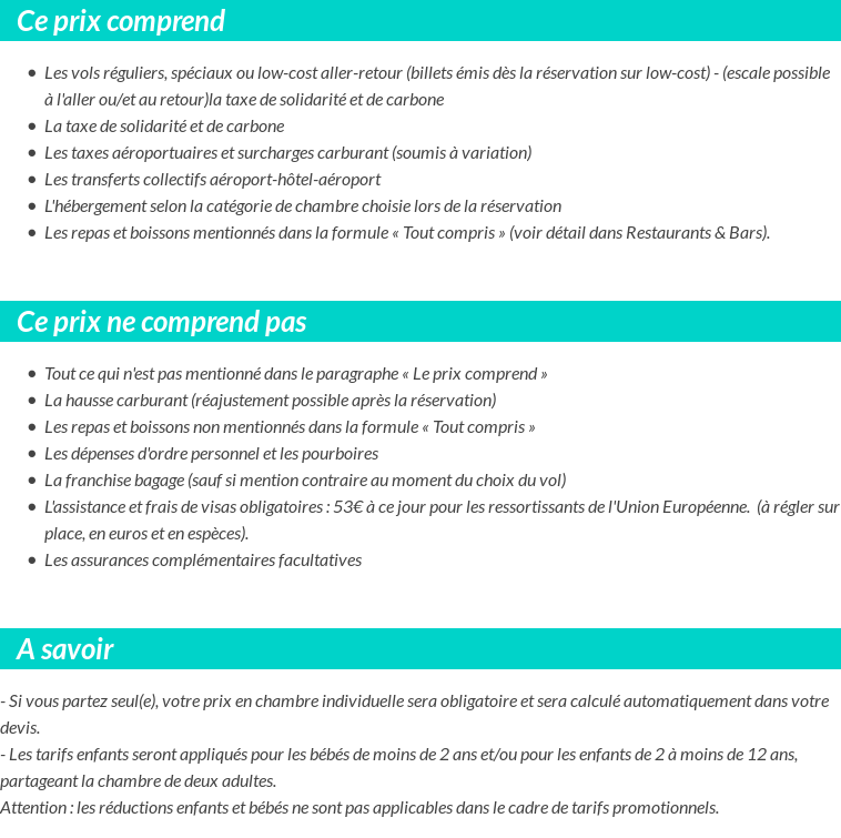 Conditions tarifaires