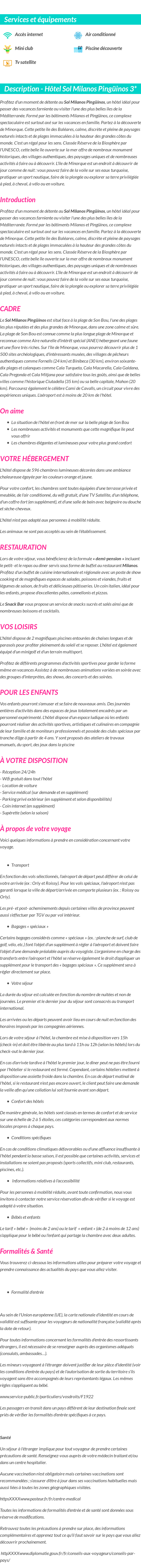 Détails du séjour