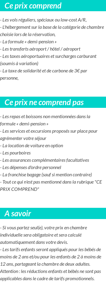 Conditions tarifaires