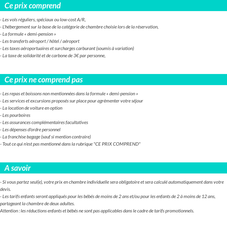 Conditions tarifaires