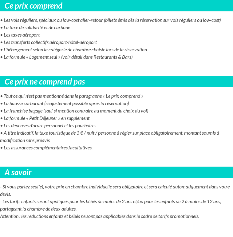 Conditions tarifaires