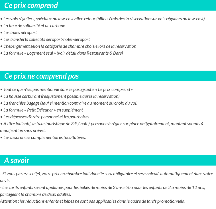 Conditions tarifaires
