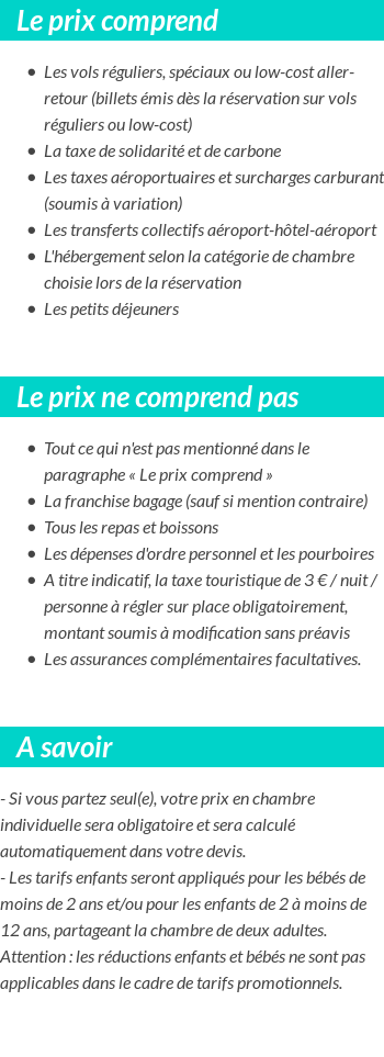Conditions tarifaires