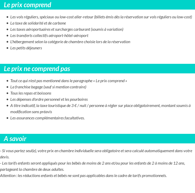 Conditions tarifaires