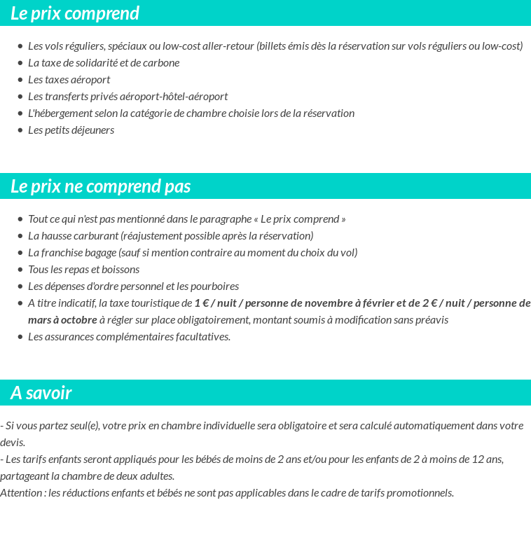 Conditions tarifaires