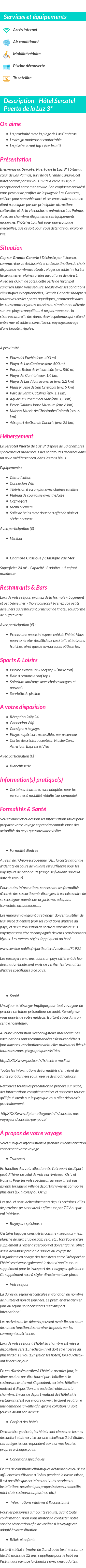 Détails du séjour