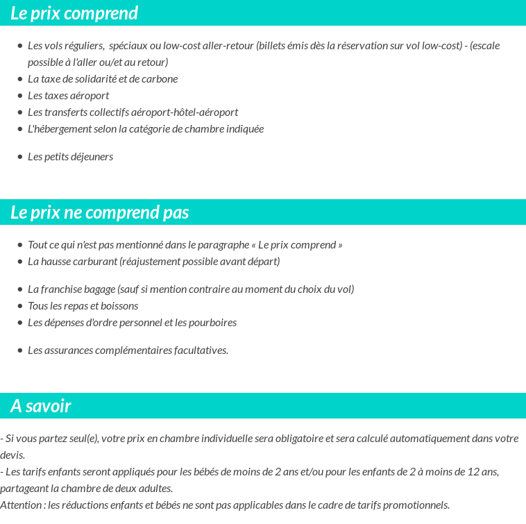 Conditions tarifaires