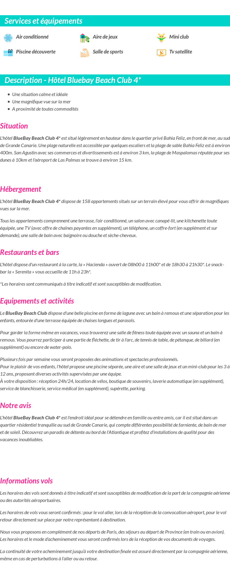 Détails du séjour